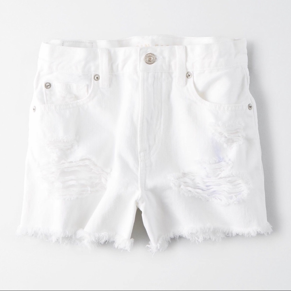 American Eagle high rise white denim shorts size 0